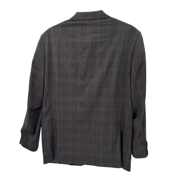 Daniel Hechter Paris 100% Wool Plaid Blazer Mens Size 44L Red Lining - Picture 9 of 9